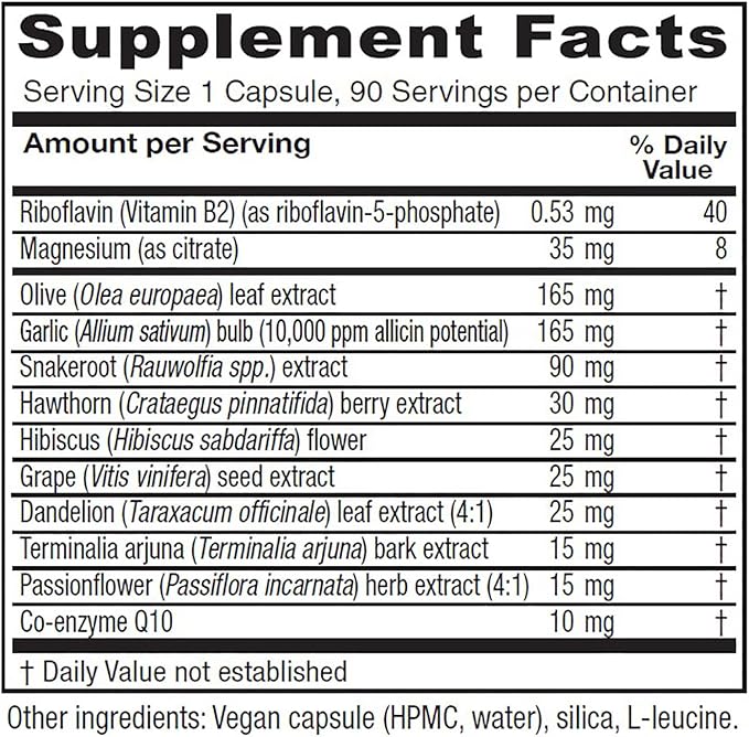 Vitanica Rauwolfia Extra - Heart Health Supplement - Supports Blood Pressure Already Within a Healthy Range with Snakeroot Garlic Extract Hawthrone Magnesium CoQ10 - Vegan - 90 Capsules