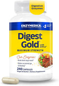 Enzymedica Digest Gold + ATPro Maximum Strength Enzyme Formula Prevents Bloating and Gas 14 Key Enzymes Including Amylase Protease Lipase and Lactase 240 Capsules