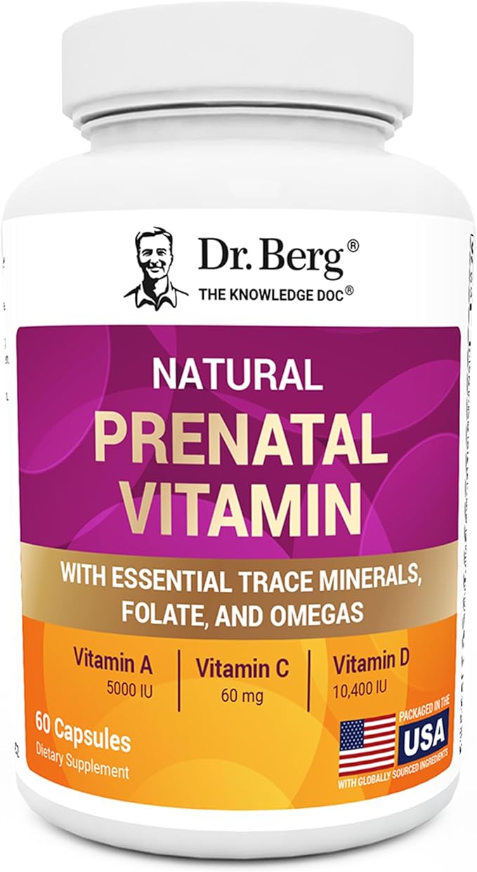 Dr. Berg Natural Prenatal Vitamins for Women (Pregnant &amp Nursing) - Prenatal Vitamins with Folate Vitamins Minerals Omegas &amp11 Powerful Superfoods - Womens Prenatal Multivitamin - 60 Capsu