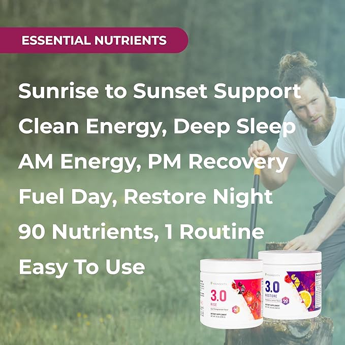 Youngevity Beyond Tangy Tangerine 3.0 Rise &amp Restore | Dual-System Supplement for Day &amp Night | Natural Energy Cognitive Immune &amp Digestive Support | Acai Pomegranate &amp Raspberry Lemo