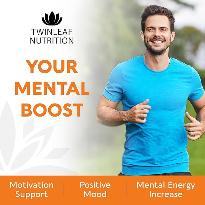 TWINLEAF NUTRITION Dopamine Brain Support Supplement 1000 mg Blend - Made in USA - with DMAE Vitamin B12 and L-Tyrosine - Enhance Mental Well-Being - 60 Capsules