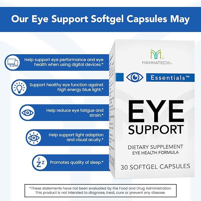 Mannatech Eye Care Supplement Supports General Eye Health Sight Care Supplement w/Lutein &amp Zeaxanthin. Eye Support 30 Softgels.
