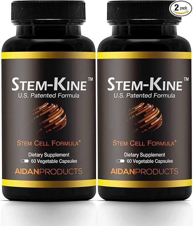 Stem-Kine Stem Cell Supplements Clinically Proven to Increase Circulating Stem Cells Pack of 2 Promoting Healing and Anti-Aging 2 Pack of 60 Capsules Each