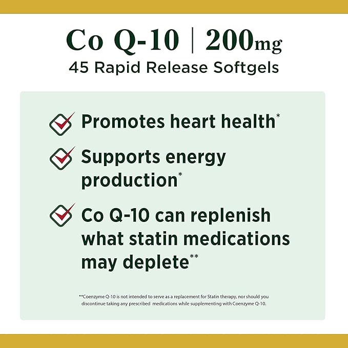 Nature's Bounty CoQ10 Heart Health and Healthy Aging Dietary Supplement 200mg 45 Rapid Release Softgels (Pack of 3)