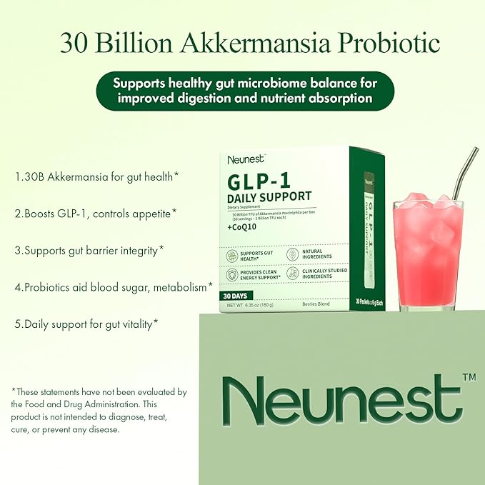 7-in-1 Akkermansia Prebiotic – GLP-1 Supplement for Weight Loss Appetite Suppressant for Women &amp Men with Beet Root CoQ10 Acai | Daily Gut&amp Metabolic Wellness Berry Flavor Stick Packs