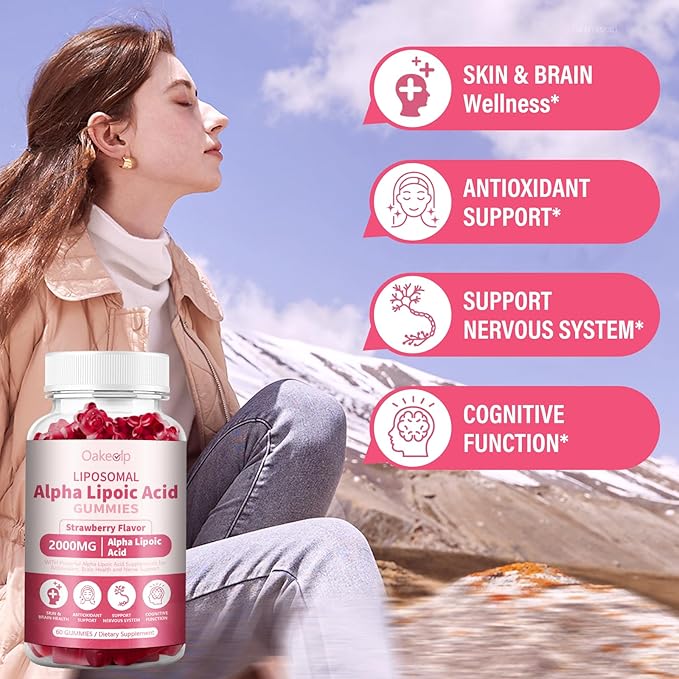 2 Pack Liposomal Alpha Lipoic Acid Gummies 2000mg GummiesHigh Potency ALA Complex Biotin &amp Benfotiamine for Antioxidant Brain Health and Nerve* SupportLiposomal Enhance 98% Absorption