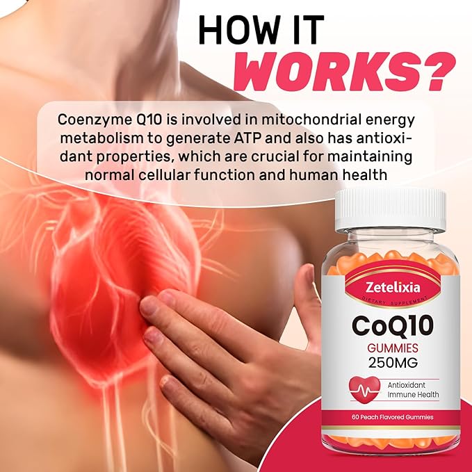 2 Pack CoQ10 Gummies 5X Better Absorption Coenzyme Q10 for Cellular Energy and Antioxidant Support 120 Peach Gummies