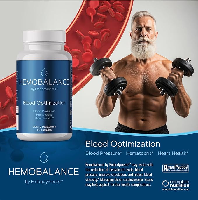 Complete Nutrition HemoBalance Blood Optimization Supplement 60 Capsules Supports Hematocrit Levels and Reduces Blood Viscosity