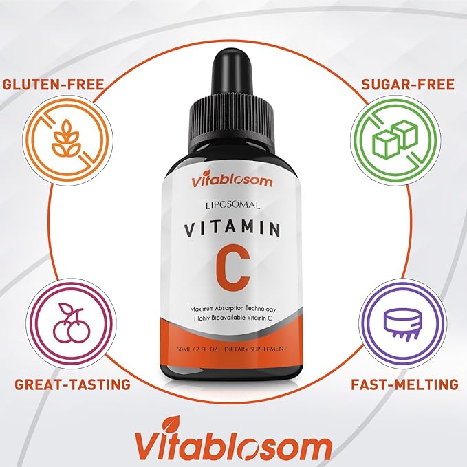 Vitablosom Liposomal Vitamin C 2000mg Liquid for Adults High Absorption VIT C Maximize Vitamin C Good for Immune System &amp Antioxidant 60ML (10 Bottles)