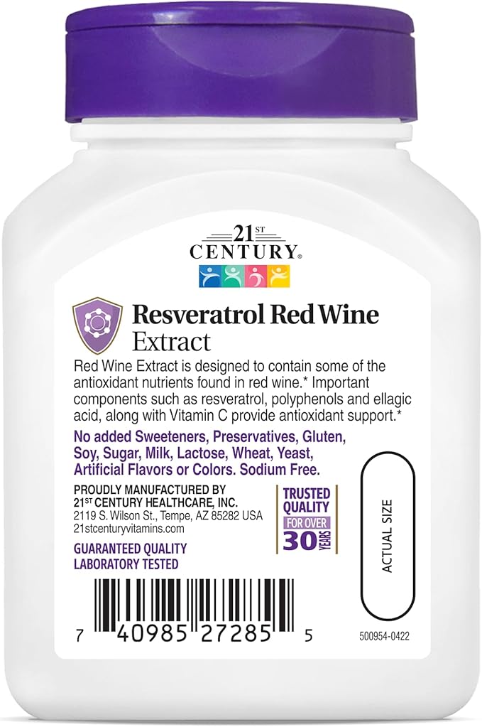 21st Century Resveratrol Red Wine Extract 90 Capsules - 2pc