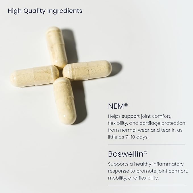 Joint Support Supplement with Natural Eggshell Membrane Glucosamine Chondroitin Collagen Hyaluronic Acid and Boswellia for Joint Health Flexibility and Mobility - 4-Week Supply