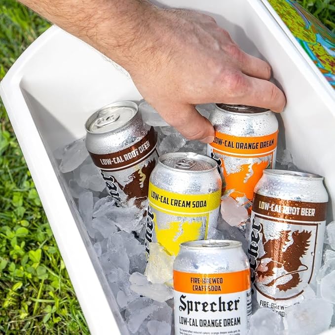 Sprecher Low Cal Root Beer Soda 16 fl oz Cans (12 Pack) Fire-Brewed Reduced Calorie Craft Soda with Real Honey Caffeine-Free Gluten Free Kosher Gourmet Soft Drink