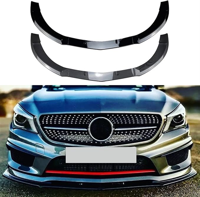 Kiyah Car Front Bumper Lip Body Kit Spoiler Compatible for Mercedes Benz CLA Class C117 CLA200 260 CLA45 AMG 2013-2015 Splitter Bumper Canard Lip(Carbon Look)