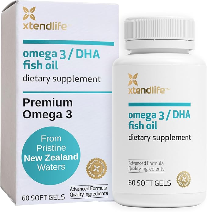 Xtendlife Omega 3 DHA Fish Oil for Heart Brain &amp Joint Health - 1100mg Omega - 3 with 700mg DHA &amp 300mg EPA - 1 Month Supply (60 Count)