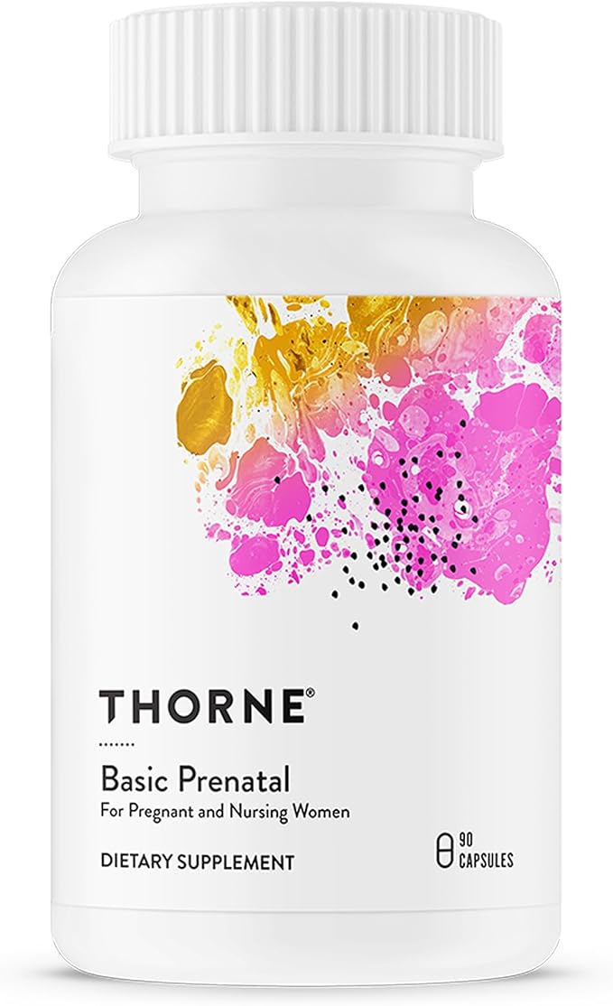 THORNE - Basic Prenatal - Well-Researched Folate Multi for Pregnant &amp Nursing Women - Includes 18 Vitamins &amp Minerals Plus Choline - Third-Party Certified - Gluten Dairy &amp Soy-Free - 30
