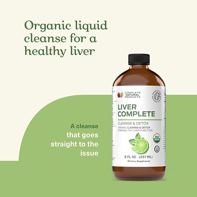 Liver Complete Liquid 8 oz - Organic Liver Cleanse Detox Formula Herbal Support for High Enzymes with Milk Thistle Dandelion Chanca Piedra Easy Absorbing Natural Tincture USA Made Family Crafted