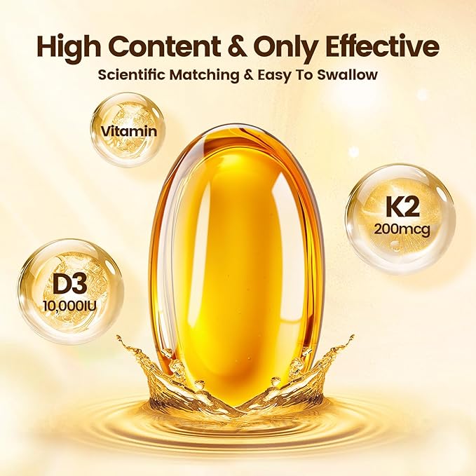 VivoNu Vitamin D3 K2 10000 IU with MK7-300 Virgin Coconut Oil Softgels 2 in 1 Vitamins D &amp K Complex | Vitamina D3 con K2 ((2Bag))