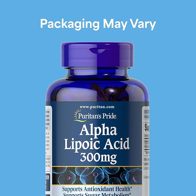 Puritan's Pride Alpha Lipoic Acid 300mg Dietary Supplement for Antioxidant Health Sugar and Energy Metabolism Support 4 Month Supply 120 Rapid Release Softgels