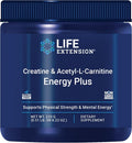Life Extension Creatine Acetyl-L-Carnitine Energy Plus Energy Support Supplement creatine monohydrate Acetyl-L-carnitine Gluten-Free Non-GMO Vegetarian 30 Servings