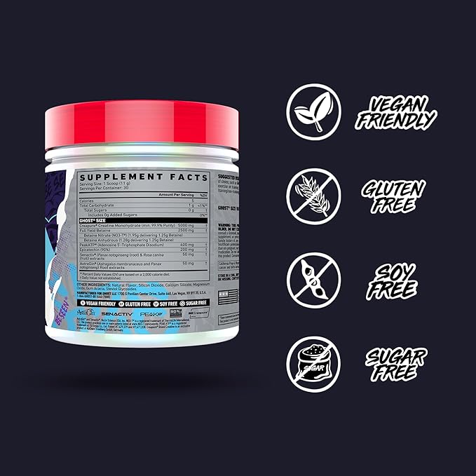 GHOST Size Muscle Builder Dietary Supplement - Natty 30 Servings – Support Muscle Growth &amp Strength Building for Men &amp Women - Creatine &amp Betaine - Free of Sugar &amp Gluten