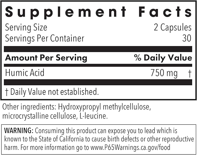 Allergy Research Group Humic Acid - Delivers 750 mg Humic Acid - Supports Detoxification &amp Immune Response - Membrane Active Formula - 30 Servings - 60 Capsules