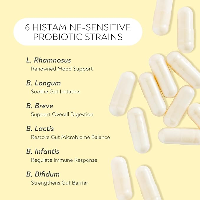 Probiotics - Mood Super Strains Probiotic - Naturally Supports Digestion &amp Mood - Histamine-Free Probiotics w/ L Rhamnosus GG Shelf Stable Probiotic Supplement 60 Day Supply Non-GMO VEGAN