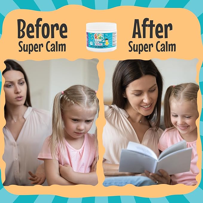 Clarity Kids Super Calm | Magnesium Chewable Vitamin for Children Comfort Focus and Relaxation | All Natural Calm Supplement with L-Theanine | USA Made | 30 piece