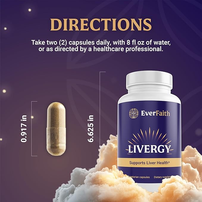 EVERFAITH Livergy - Liver Cleanse Detox &amp Repair - Liver Support &amp Health Supplement - with Milk Thistle Beet Root Extract Turmeric Dandelion &amp More - Vegetarian Gluten Free Non-GMO -