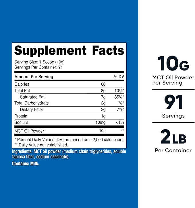 Nutricost Premium MCT Oil Powder - Best for Keto Ketosis and Ketogenic Diets - Non-GMO and Gluten Free… (2 LB (Unflavored))