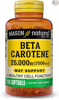 Mason Natural Vitamin A Beta Carotene 25000 IU Supports Vision Cell Function &amp Immune Health 100 Softgels Pack of 3