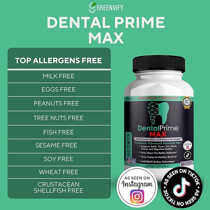 DentalPrime MAX Probiotic Supplement 40 Billion CFU MAKTREK Bi-Pass Technology 60 Capsules 30-Day Supply (1)