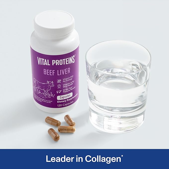 Vital Proteins Grass Fed Beef Liver Capsules Desiccated Liver Supplement 750mg Liver Pills 120 Count