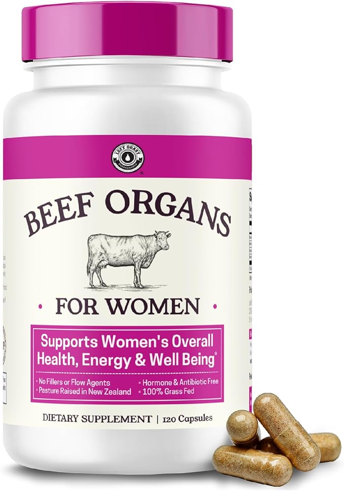 Left Coast Performance Beef Organ Supplement for Women + Organic Beef Liver Capsules - Organic Nutrient Dense Superfood for Overall Energy Health &amp Wellness - No Fillers Freeze Dried Supplement