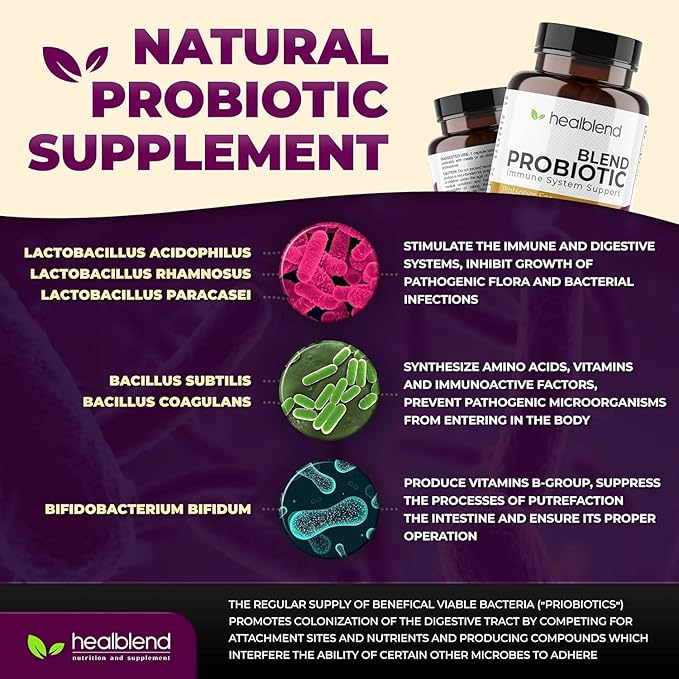 Probiotic Caps Dietary Supplement Capsules Probiotic for Women and for Men Digestive Health Immune System Support Non-GMO Gluten-Free 120 Veg Caps (2)