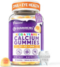 Sugar Free Kids Calcium Gummies (Ages 4-12) - 300mg Calcium Citrate w/Vitamin D3 K2 Magnesium - Algae DHA Lutein &amp Zeaxanthin for Strong Bones Eye &amp Brain Support - Gelatin Free - 60 Gummies