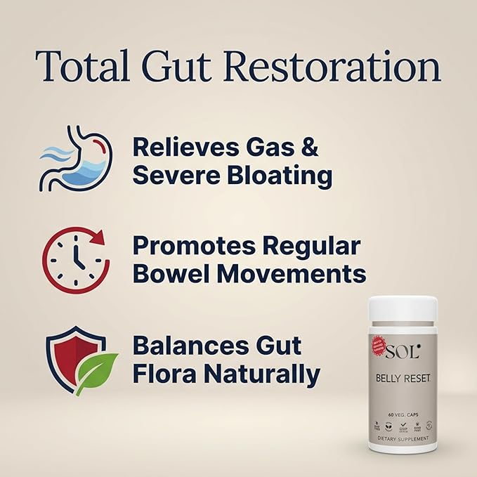 Complete Belly Reset - Gut Cleanse Detox for Men &amp Women - 60 Easy to Swallow Capsules - Herbal Vegan &amp Gluten Free Gut Reset - Promotes Regular Bowel Movement - Made in the USA
