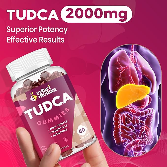 Premium TUDCA Bile Salts Gummies - 2000mg High Potency Liver Support Supplement Liver Detox &amp Repair with Milk Thistle Artichoke Probiotics - Vegan 30 Servings