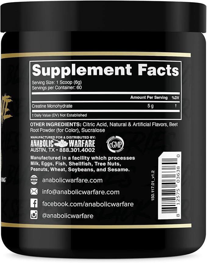 Anabolic Warfare Creatine Monohydrate Post Workout Recovery Increase Performance Sustain Loading Premium Creatine* (Fruit Explosion - 60 Servings)