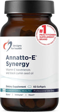 Designs for Health Annatto Tocotrienols with Black Cumin Seed Oil - Annatto-E Synergy Groundbreaking Vitamin E Supplement Antioxidant Support with Gamma + Delta Tocotrienols (60 Softgels)