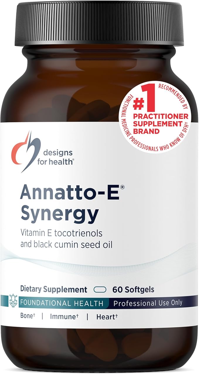 Designs for Health Annatto Tocotrienols with Black Cumin Seed Oil - Annatto-E Synergy Groundbreaking Vitamin E Supplement Antioxidant Support with Gamma + Delta Tocotrienols (60 Softgels)
