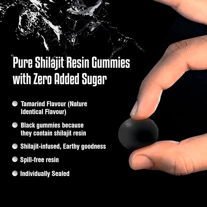 Pure Himalayan Shilajit Gummies – 75%+ Fulvic Acid High Potency Gold Grade – Blend for Energy Vitality &amp Immune Support Travel - Friendly Tamarind Flavor – 60 Gummies