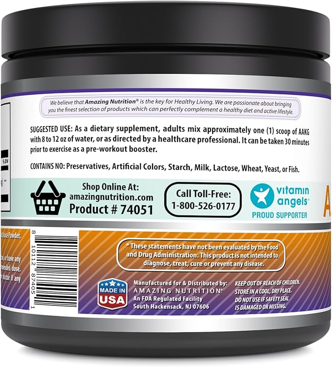 Amazing Formulas AAKG 500 Grams (1.1 Lb) Powder Supplement | Arginine Alpha-Ketoglutarate | Wild Berry Flavor | 87 Servings | Non-GMO | Gluten Free