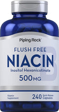 Piping Rock Niacin 500mg | Flush Free | 240 Capsules | Vitamin B3 Supplement | Non-GMO Gluten Free