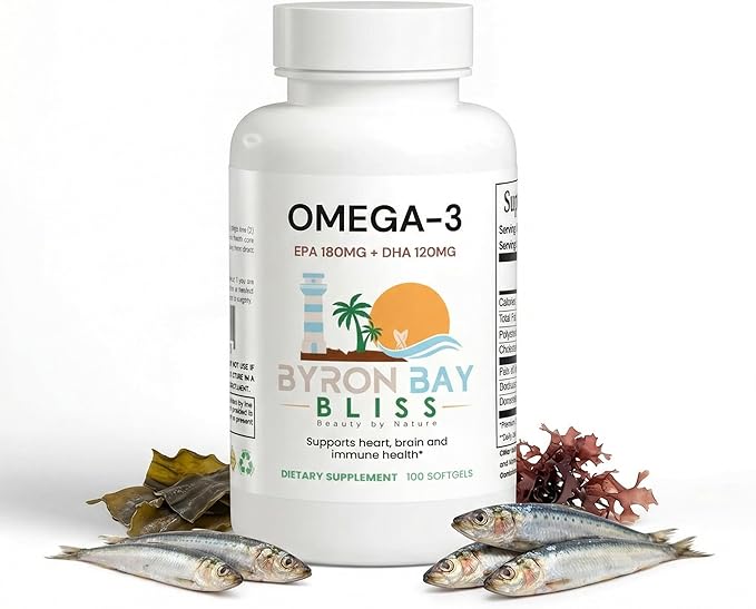 Omega 3 Fish Oil Capsules 1000mg – EPA 180mg DHA 120mg per Softgel – Omega-3 Fatty Acids Supplement for Heart Brain Joint &amp Eye Health – Fish Oil Pills for Women &amp Men – 100 Softgels