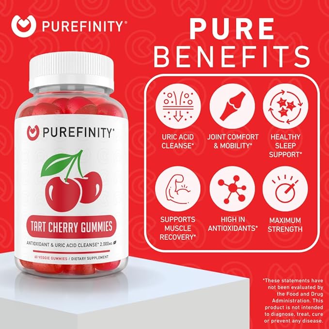 PUREFINITY Uric Acid Flush &amp Cleanse Capsules + Tart Cherry Gummies