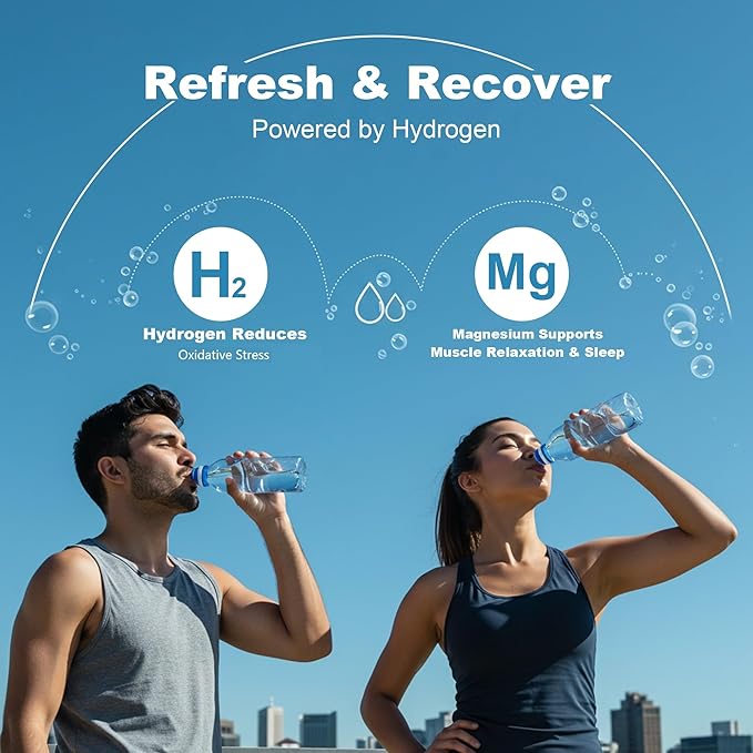 Hydrogen Water Tablets with Magnesium – 8 PPM H2 Molecular Hydrogen Tablets for Drinking Water – Antioxidant Formula for Energy Recovery &amp Cognitive Support – 60 Unflavored H2 Tabs | 2 Month Supp