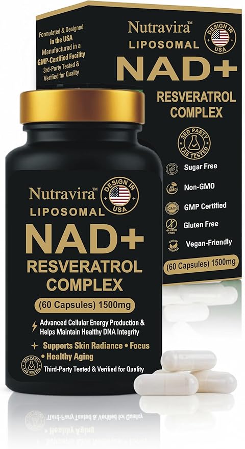 Liposomal NAD+ Resveratrol Complex 1500mg – Advanced Cellular Energy Anti-Aging DNA Repair Support High Absorption Liposomal Technology – 60 Capsules “3rd Party Tested – Eurofins”