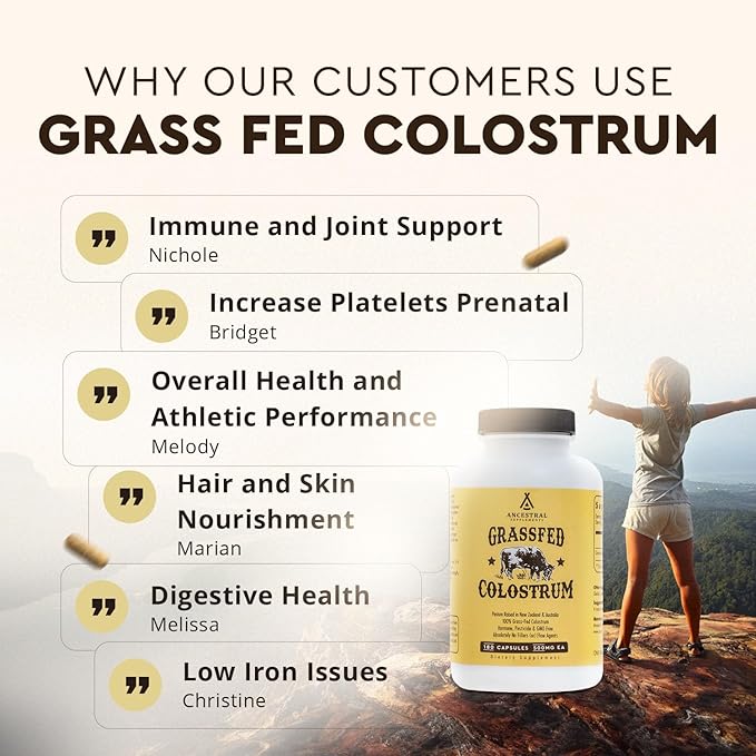 Ancestral Supplements Beef Organs &amp Colostrum Bundle – Supports Immunity Energy Digestion &amp Recovery – Grass Fed Pasture Raised Multivitamin with Liver Heart Kidney Pancreas Spleen &amp