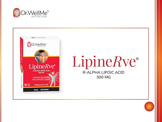 Dr.WellMe Lipinerve R Alpha Lipoic Acid 300mg Capsules Per Serving - an Antioxidant Supplement Kosher | Halal 30 Count - Made in USA