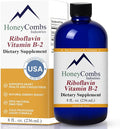 HoneyCombs Riboflavin Vitamin B2 Liquid Drops 750 Percent DV b2 Made in USA Alcohol Free B2 Vitamins Supplement Alternative to Capsules for Adult Daily Use (8 Fl oz)